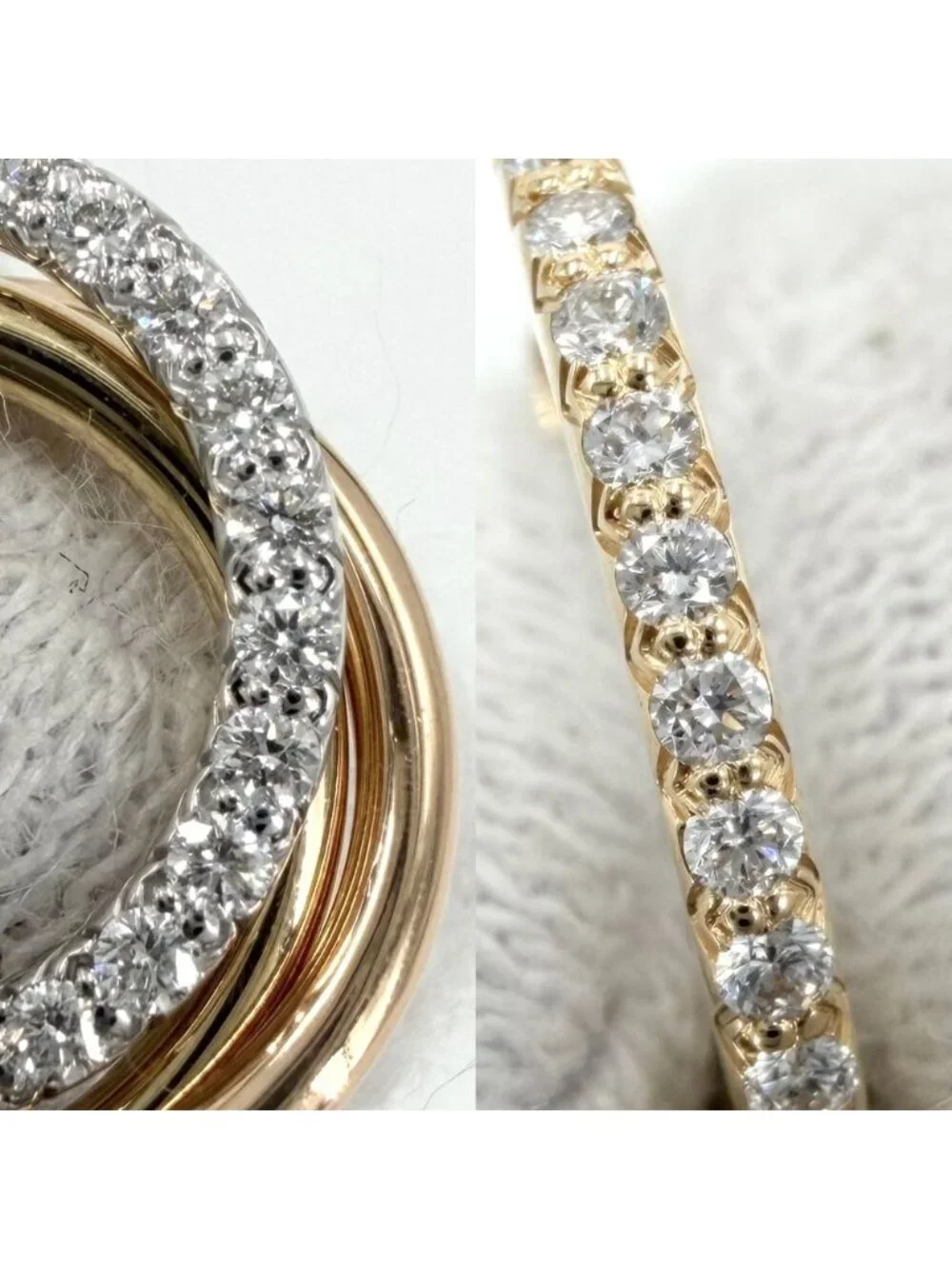 Cartier Earrings Trinity Hoop 18k Yellow Gold 18k Pink White